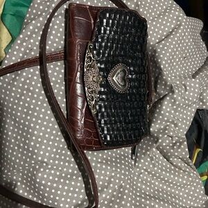 Brighton Black and Brown Woven Clutch Women's Bag